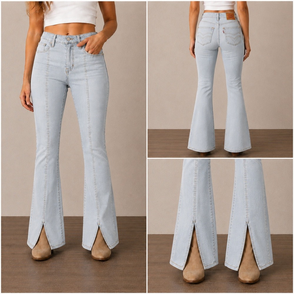 Levi's 726 High Rise Flare Jeans Womens 27x30 Light Wash Stretch NWT